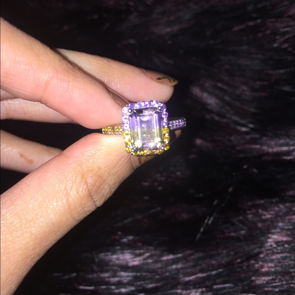 Citrine and Amethyst ombré ring