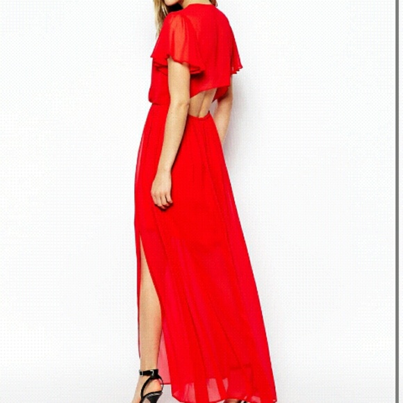 ASOS NWOT! Frill Maxi Dress / Open Back XS / 0 - Picture 3 of 4