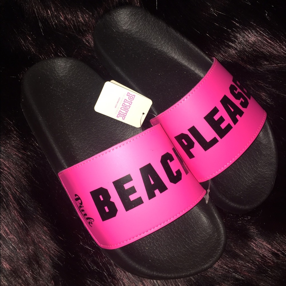 BNWT PINK Beach Please Slippers Size Small