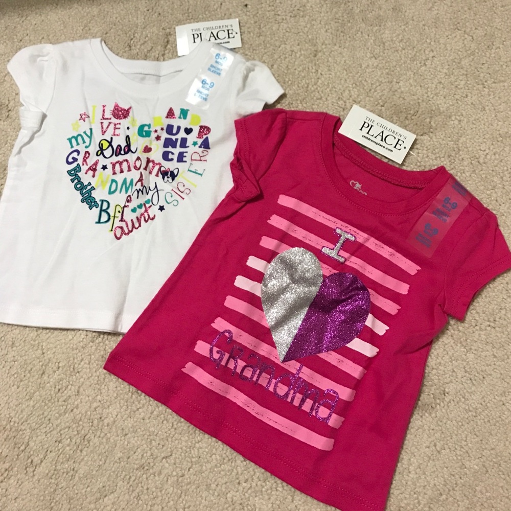 Children's Place 6-9 Months White & Pink T-Shirts