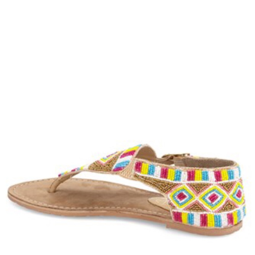 NIB Aztec Multicolor Hand Beaded Sandals - Picture 2 of 6