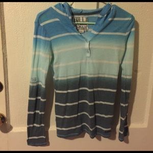 Billabong Blue Striped Hooded Sweater Top M
