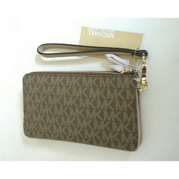 New! MICHAEL KORS Double Zipper Wristlet w/Pocket - Picture 4 of 7