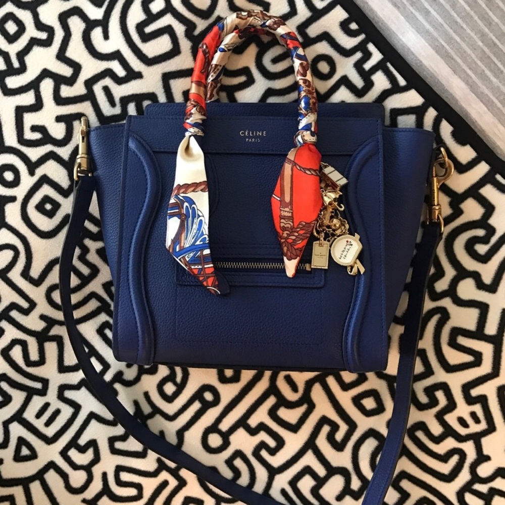 SOLD Celine Nano Indigo Pebble Leather Gold - Picture 2 of 7