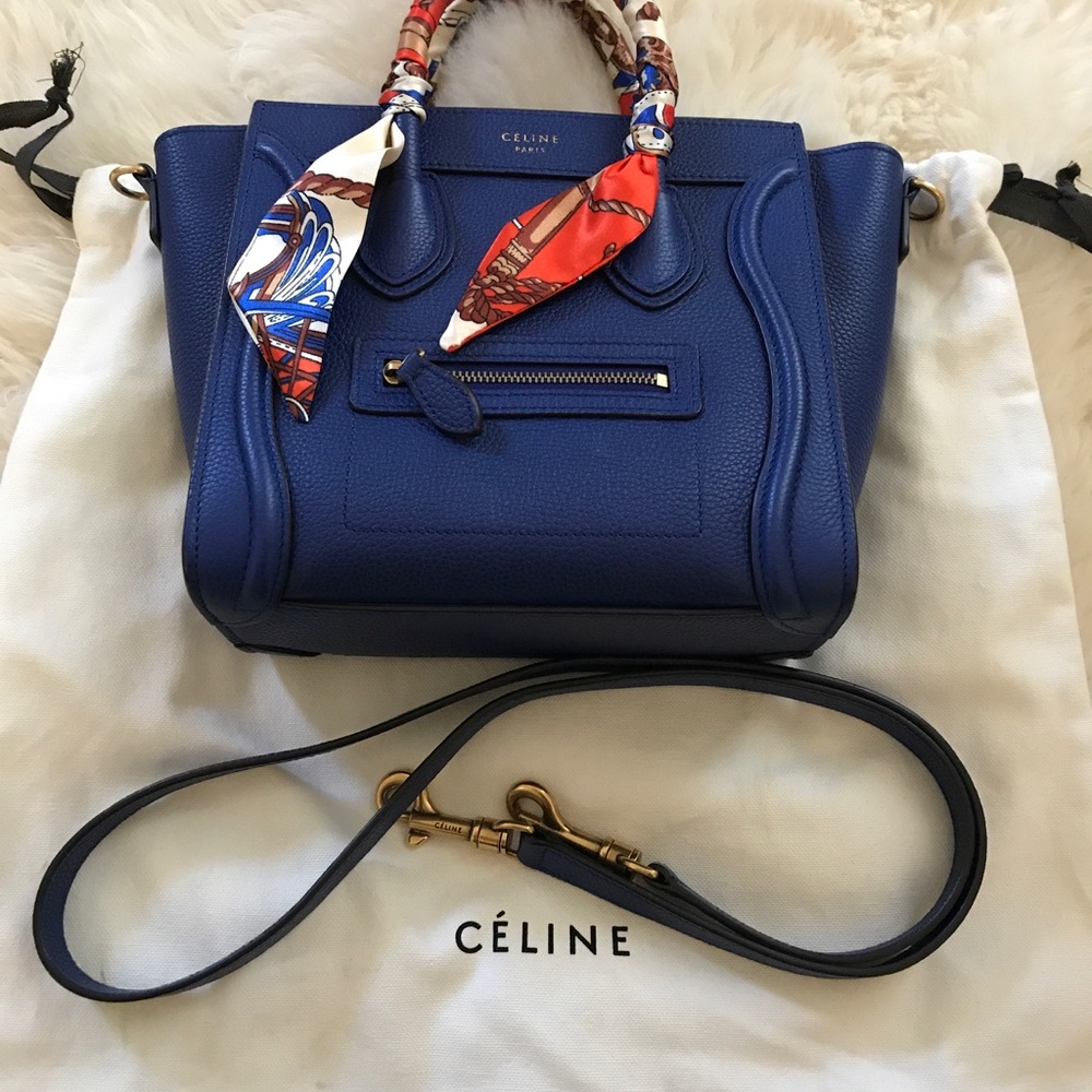SOLD Celine Nano Indigo Pebble Leather Gold - Picture 4 of 7