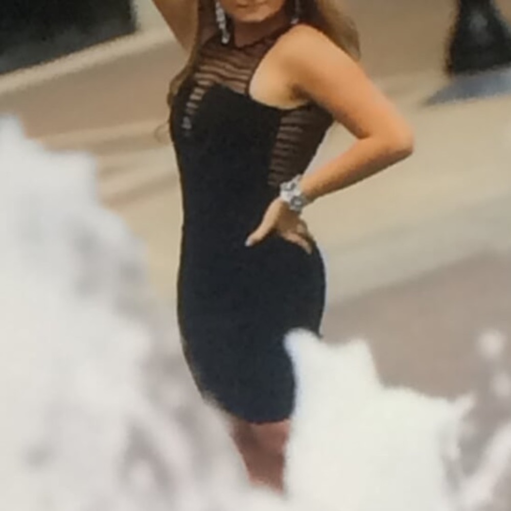 Windsor black striped mesh dress