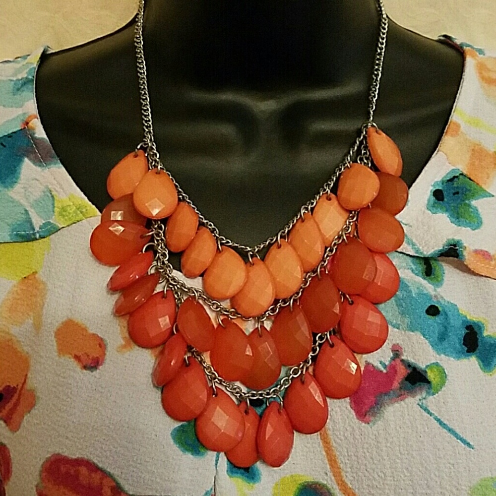 Coral/peach statement necklace