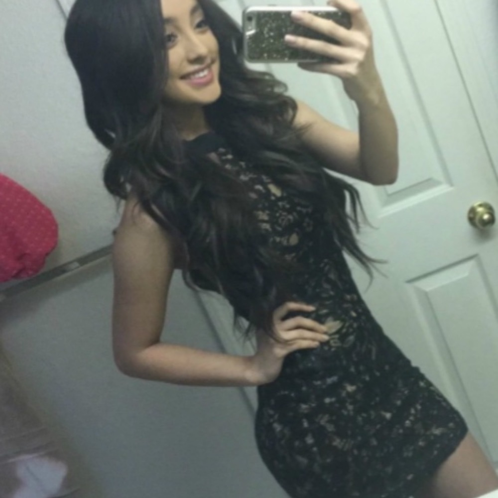 Black and nude lace tight dress