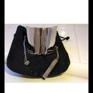 Titanium Druzy bangle bracelet/long necklace set