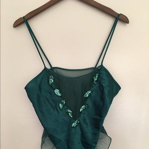 Vintage Victoria's Secret Teddy Green Sequins