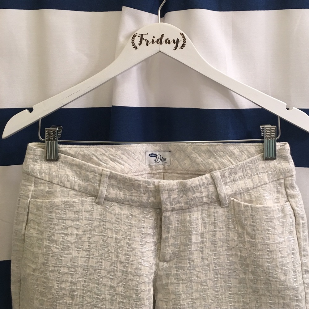 Old Navy "Diva" Silver & Cream Sparkle Dress Pants