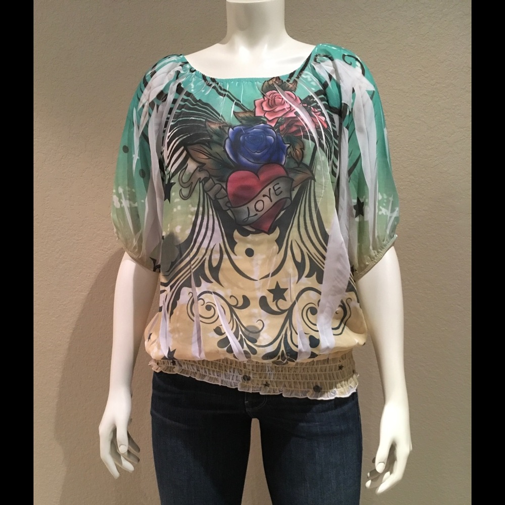 Full Tilt Chiffon Tattoo Top