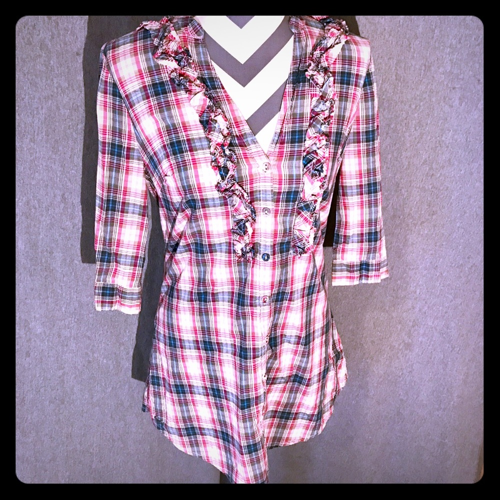 Women's XS Converse Plaid Tunic with Ruffles