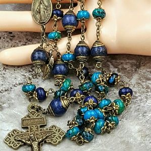 Stress Anxiety Depression Chrysocola Lapis Rosary