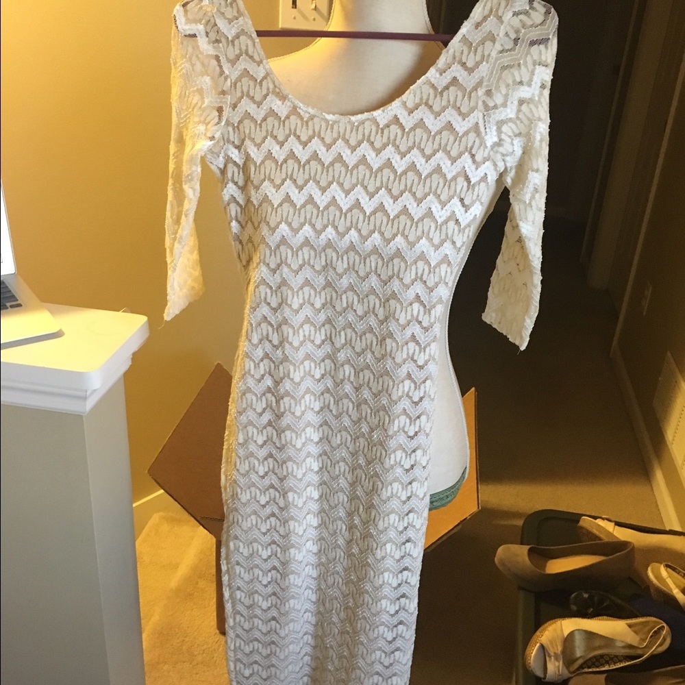 Gold and Cream Chevron Dress