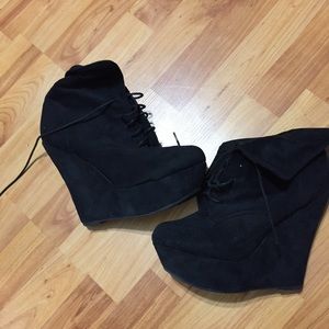 Black Booties! Wedge heel