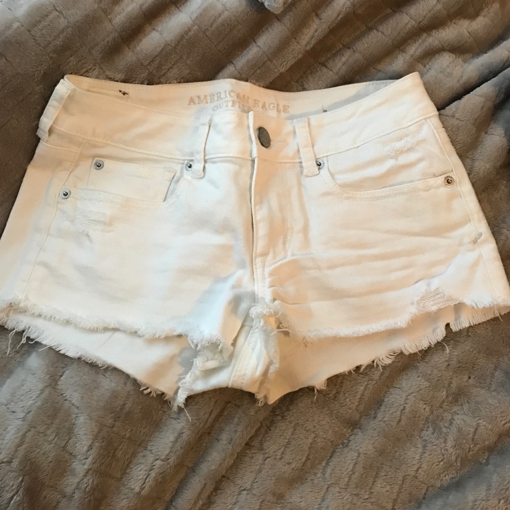 American eagle white jean shorts
