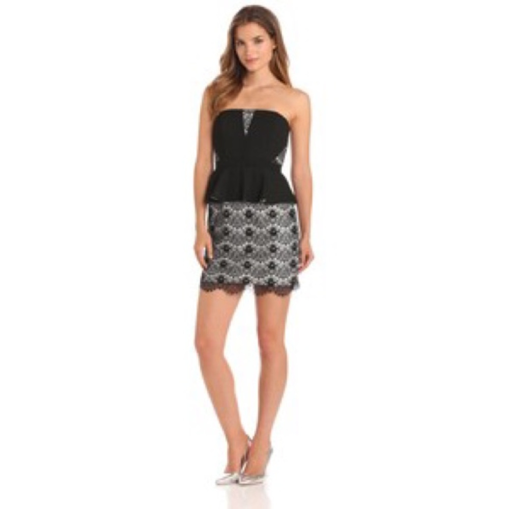 Max & Cleo Black Lace Peplum Cocktail Dress