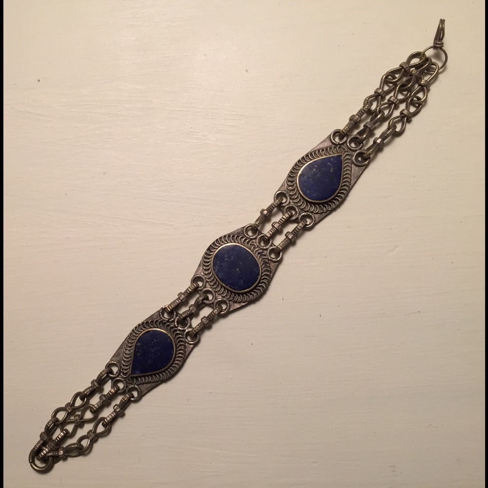 Lapis stone and silver bracelet