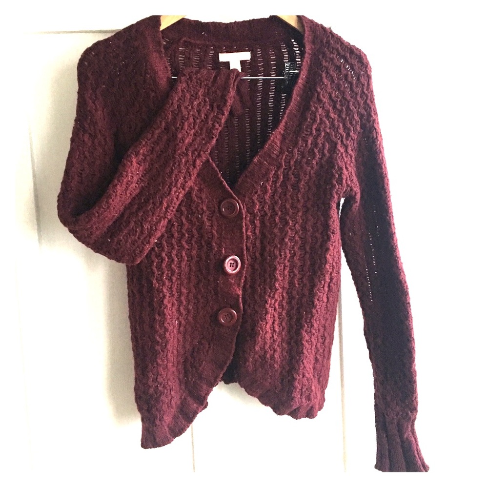 lux wine colored knit cardigan