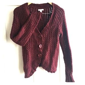 lux wine colored knit cardigan