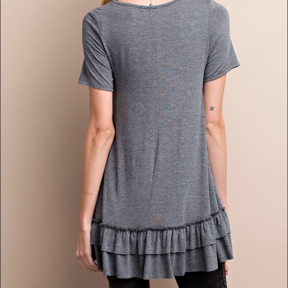 🆕ARRIVAL! Short sleeve rayon ruffle hem tunic top - Picture 4 of 4