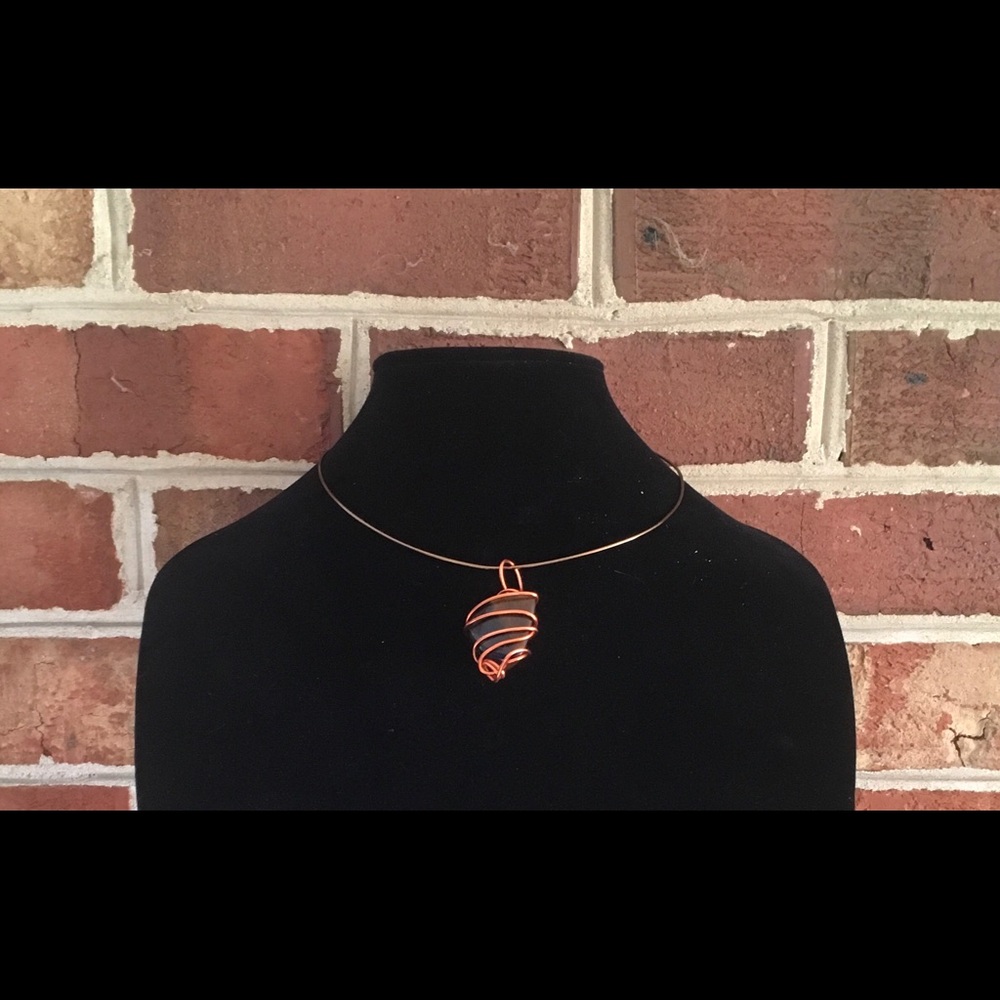 Incredible Tiger's Eye Pendant/Choker with Copper