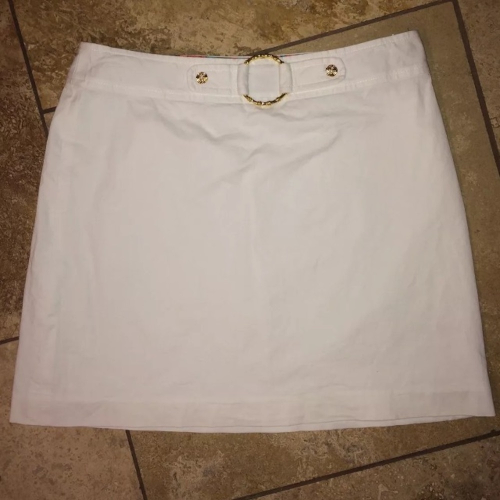 An Original MILLY White Lined Skirt Silk Waist 4