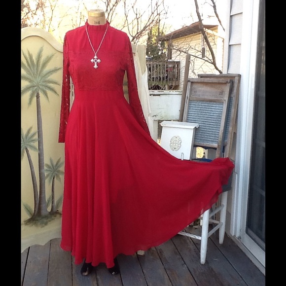 Vtg EDWARDIAN Style Ethereal Maxi Dress - Picture 1 of 4