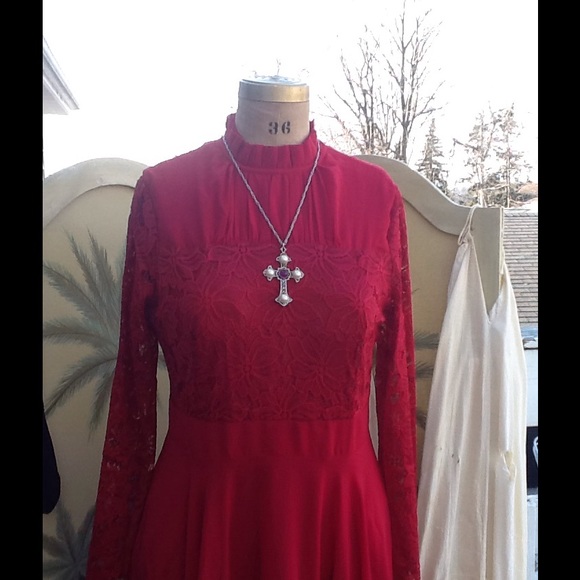 Vtg EDWARDIAN Style Ethereal Maxi Dress - Picture 2 of 4