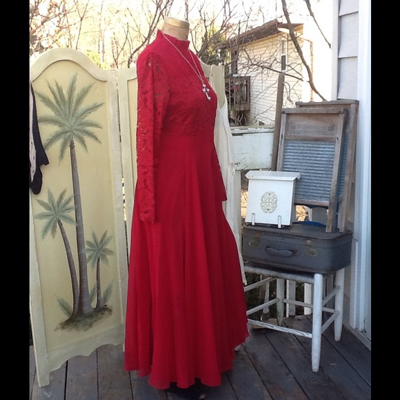 Vtg EDWARDIAN Style Ethereal Maxi Dress - Picture 3 of 4