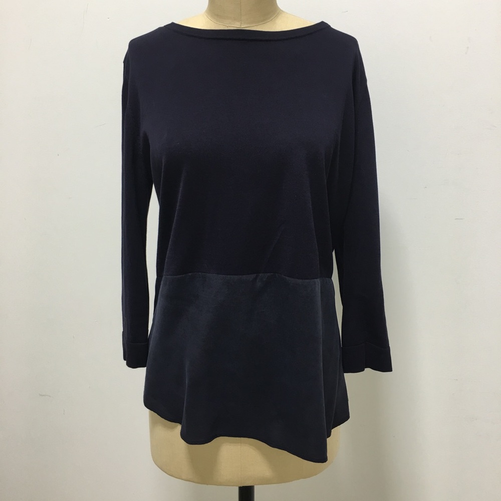 Cos midnight blue wool and silk crew neck top