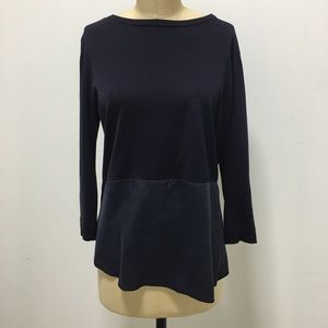 Cos midnight blue wool and silk crew neck top