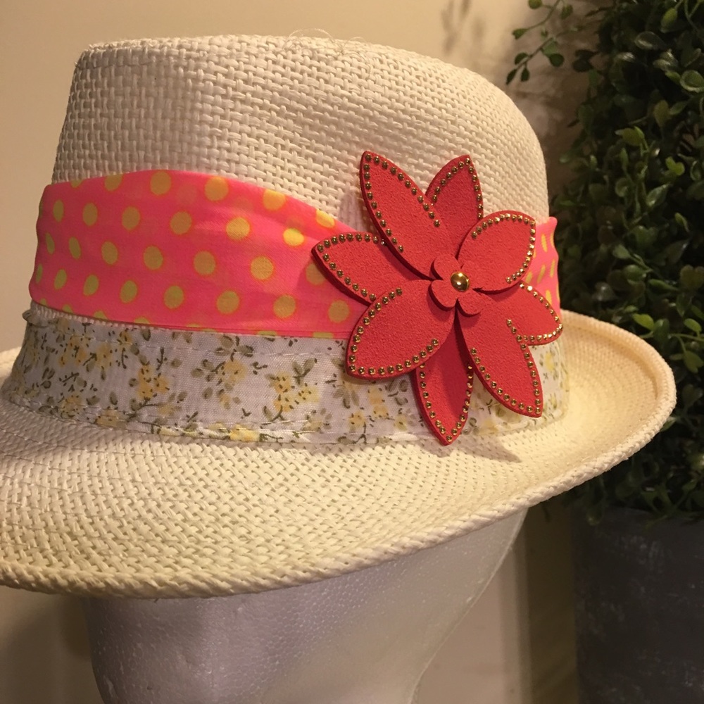 Cream and Orange/Pink • Fedora Hat