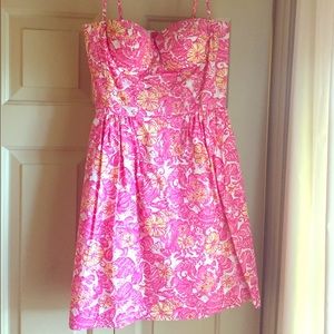 Lilly Pulitzer fit and flare pink printed dress! 0