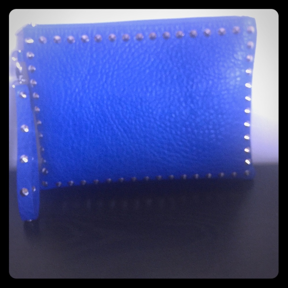 Blue studded Faux Leather Large Clutch
