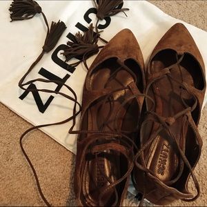 SCHUTZ Yasu Suede Lace-Up Sandals