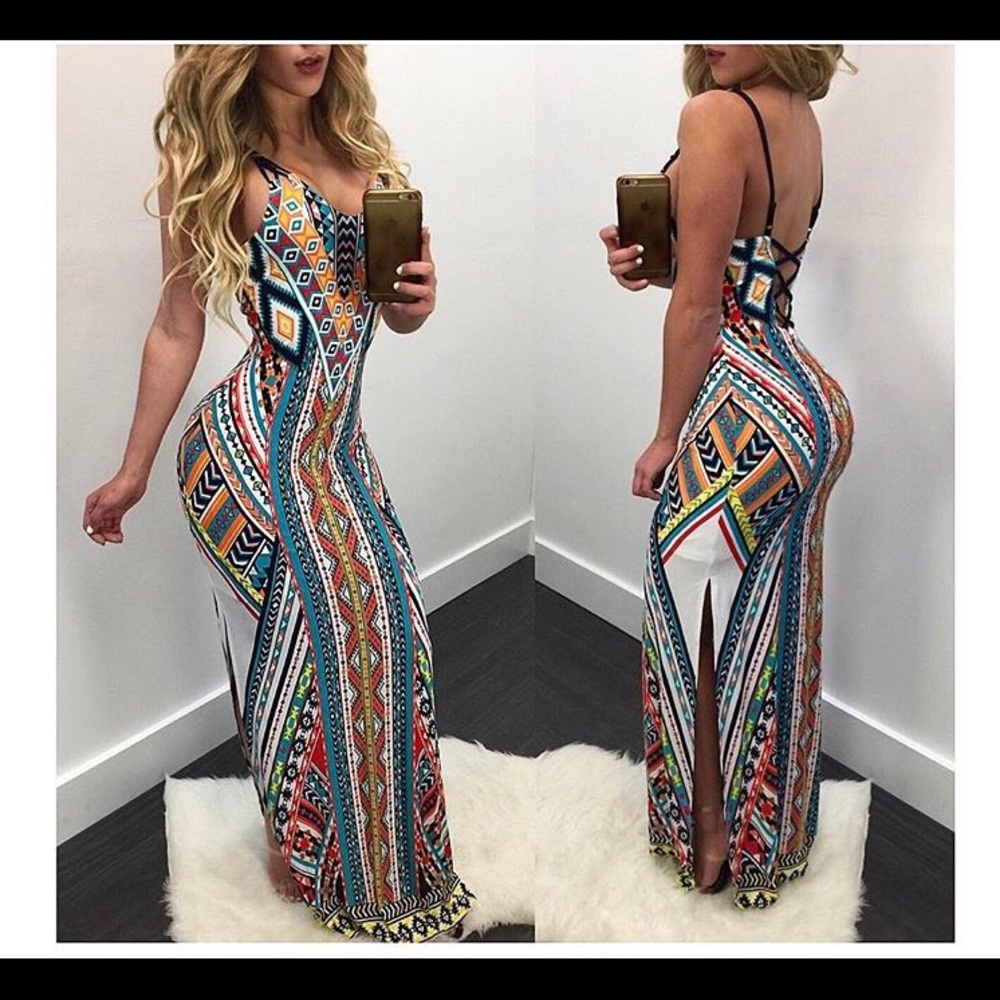 Multi color tribal dress