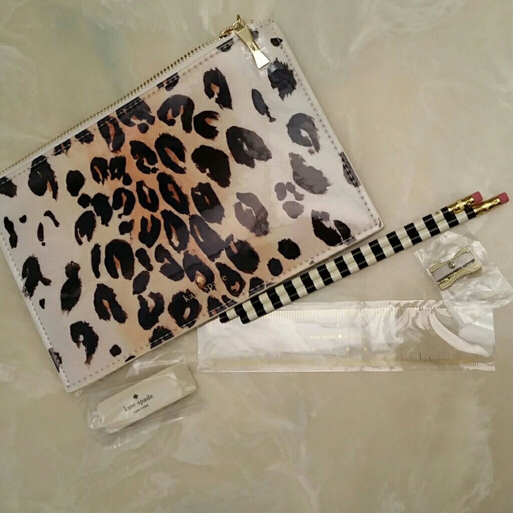 Kate Spade leopard pencil pouch