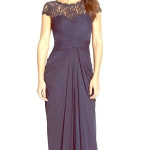 Adrianna Papell Lace Yoke Navy Gown - Never worn!