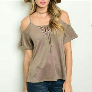 Vegan Suede Cold Shoulder Top 🏵 - CLOSING SHOP!