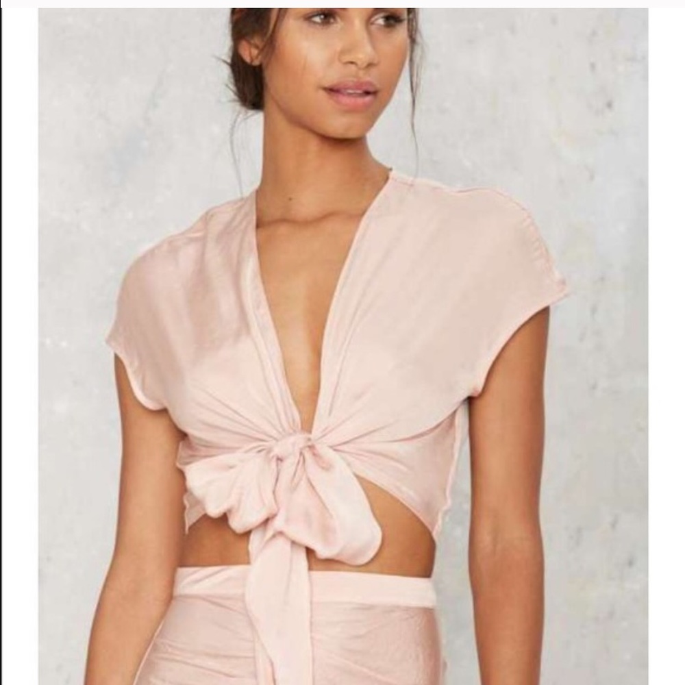 Nasty Gal sexy satin front tie crop . M