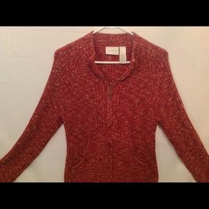 Liz Claiborne red ribbed knit sweater, medium.