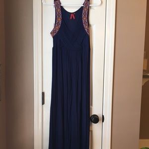 Navy Red Camel Maxi Dress