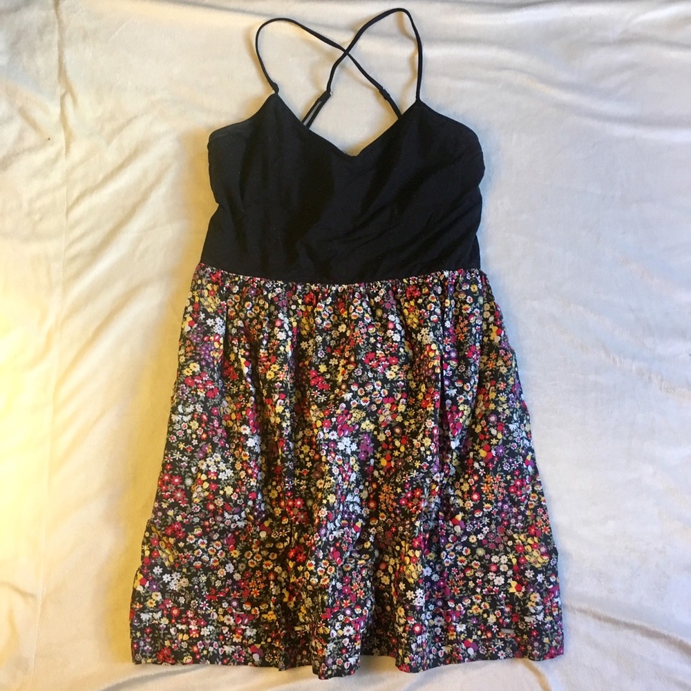 Black & Floral Dress by PINK, Large Fits like Med.
