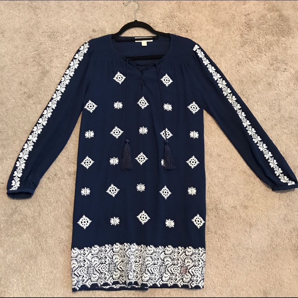 MICHAEL KORS Blue and White Day Dress