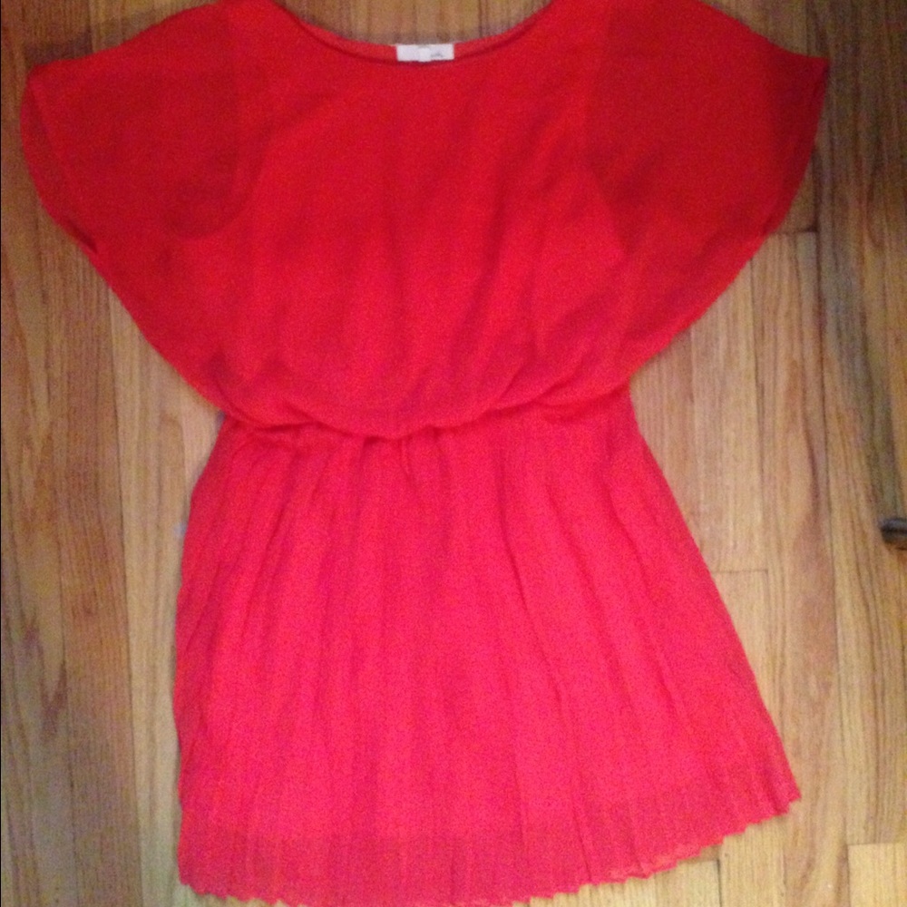 Lush Red/Orange Dress with pleated skirt