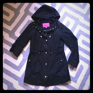 Betsey Johnson black rain jacket - size small