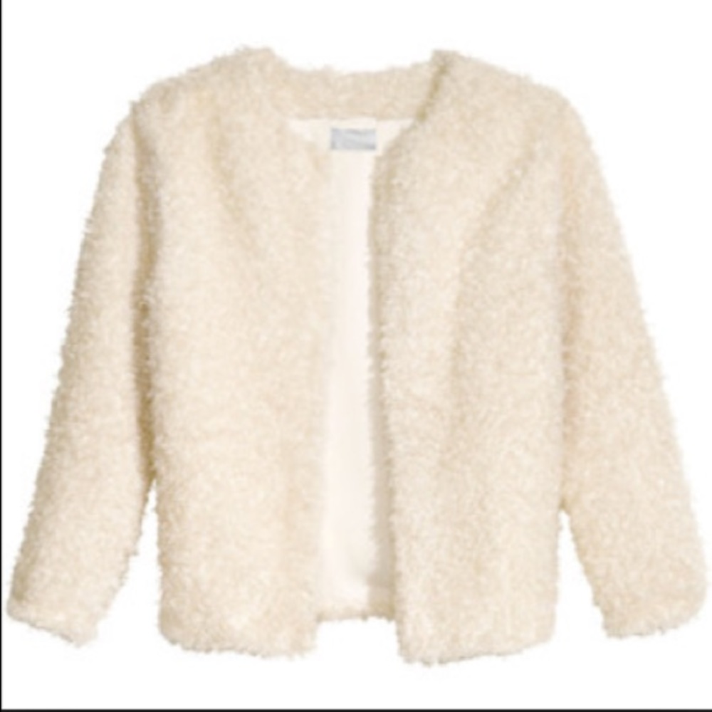 NEW H&M IVORY FLUFFY CARDIGAN SIZE 6