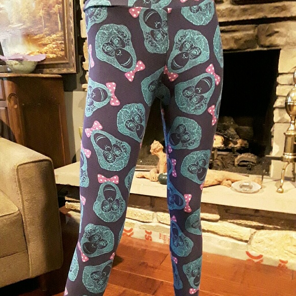 Lularoe Unicorn Rare Monkey Bow Tie leggings - Picture 2 of 5